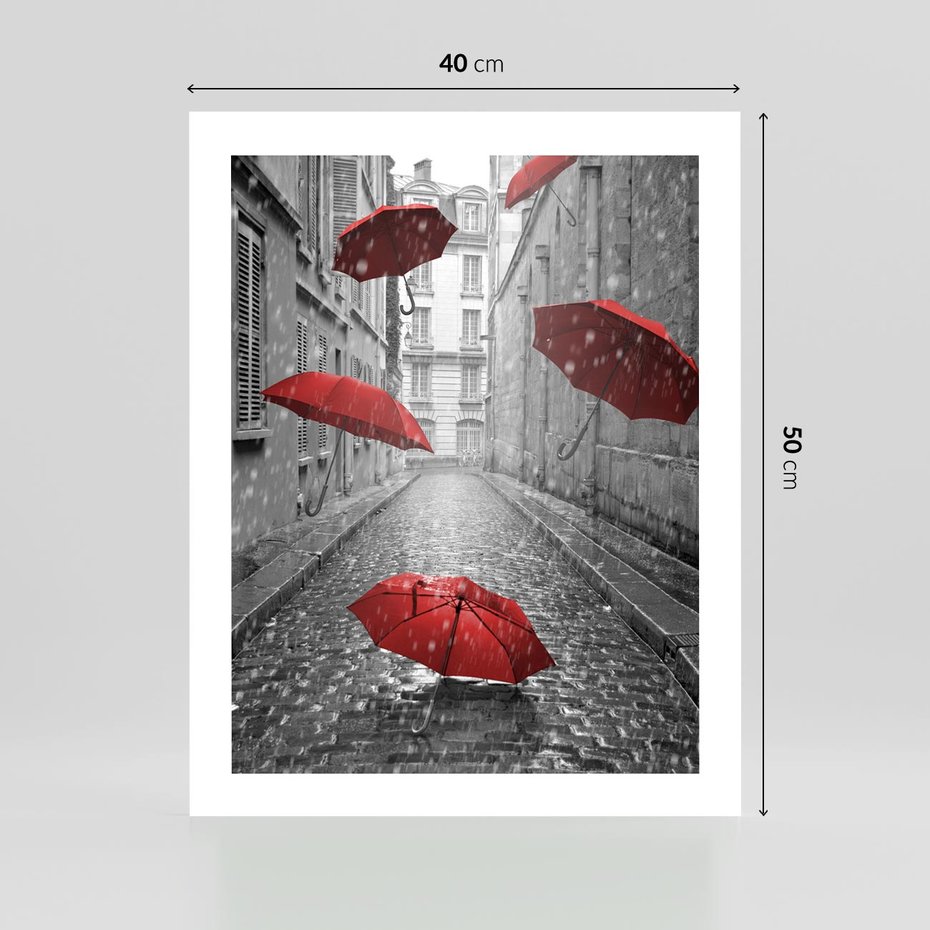 Plakat bez ramy 40x50 - Parasole w malowniczej uliczce - parasole, uliczka