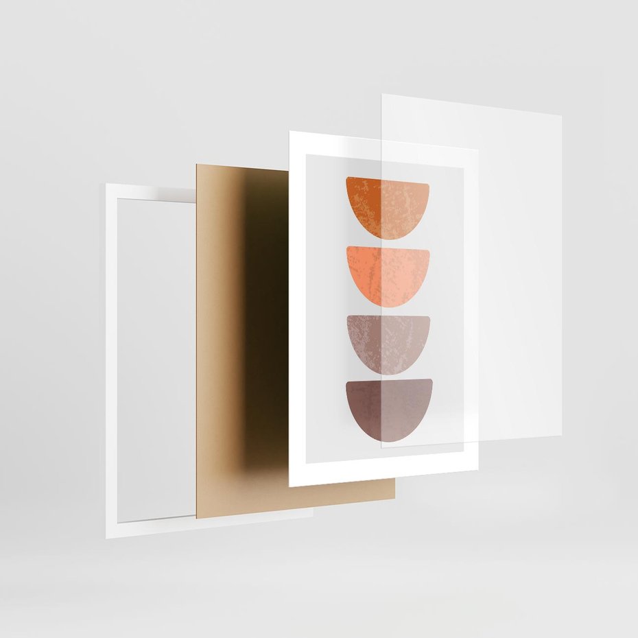 Plakat w ramie 30x40 - Minimalizm i Geometria - minimalistyczny obraz, mid-century styl - rama biała