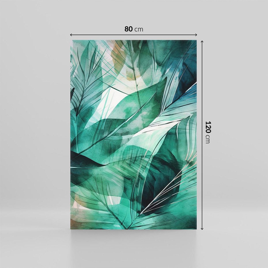 Obraz na płótnie 80x120 - Zieleń Tropików - tropikalne zielone liście palmy, monstera