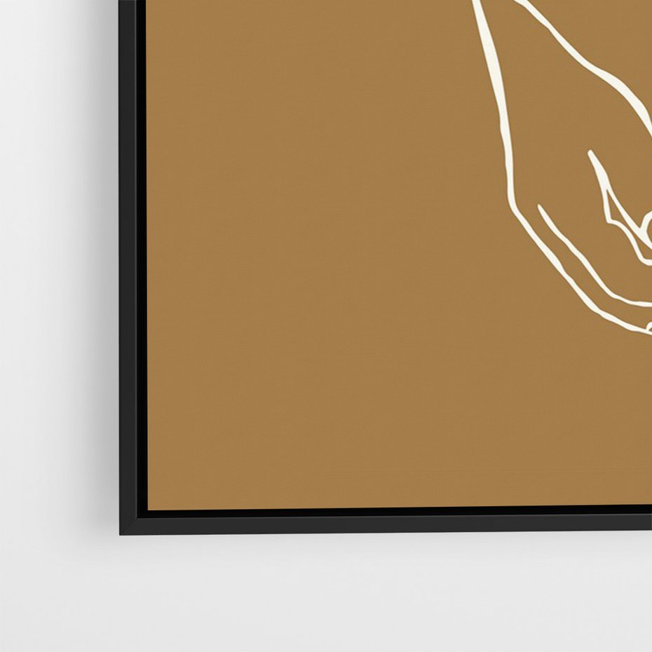 Obraz w ramie 70x100 - Splecione Dłonie - szkic, minimalizm - rama czarna