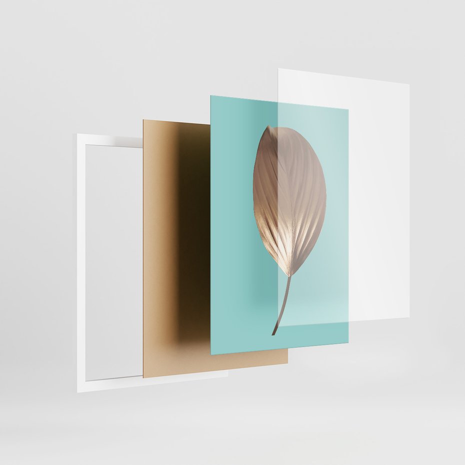 Zestaw obrazy w ramie 40x50 galeria - Złote, liście, palma, pastelowe, gold - rama biała