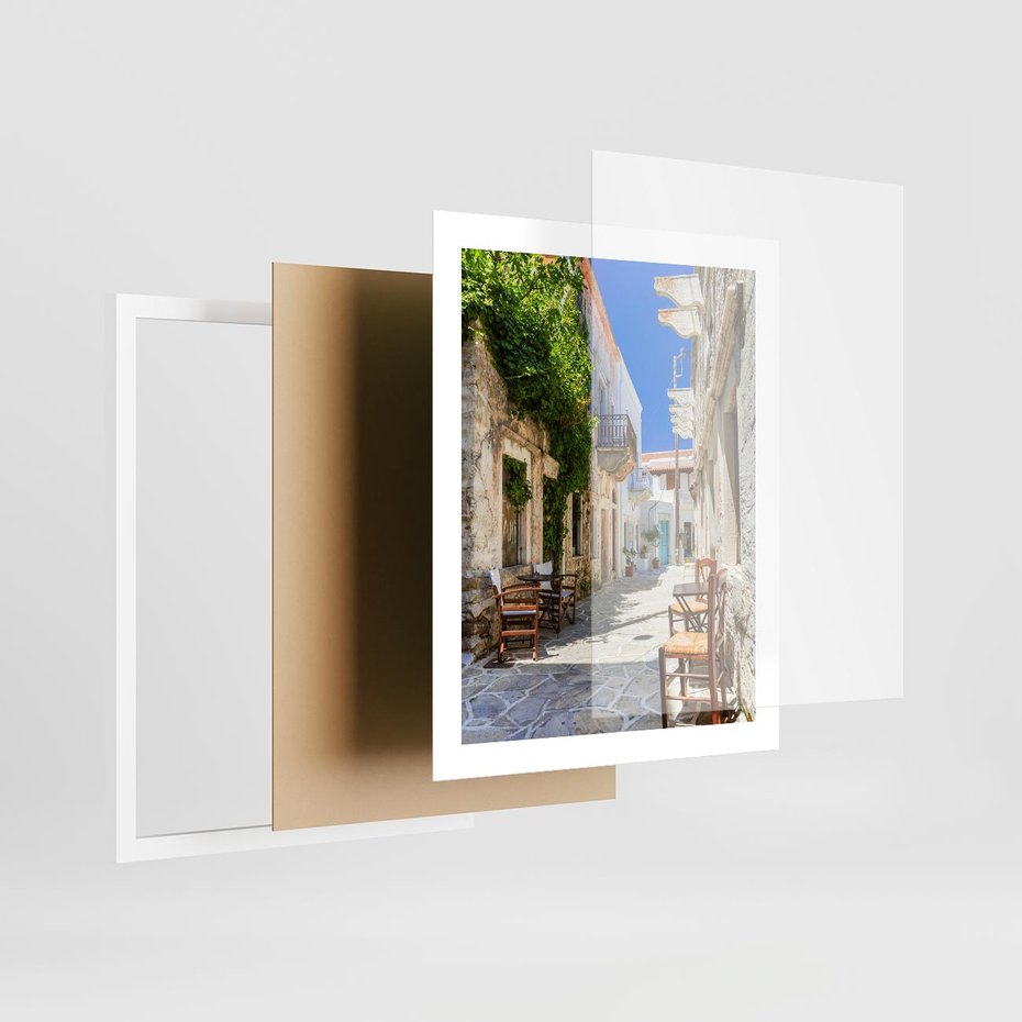 Plakat w ramie 40x50 - Magiczny Spacer - uliczka, perspektywa - rama biała