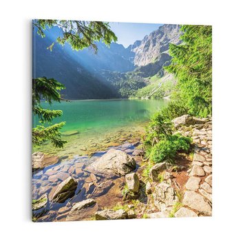 Obraz na płótnie 60x60 - Mistyczna Przyroda - góry, jezioro