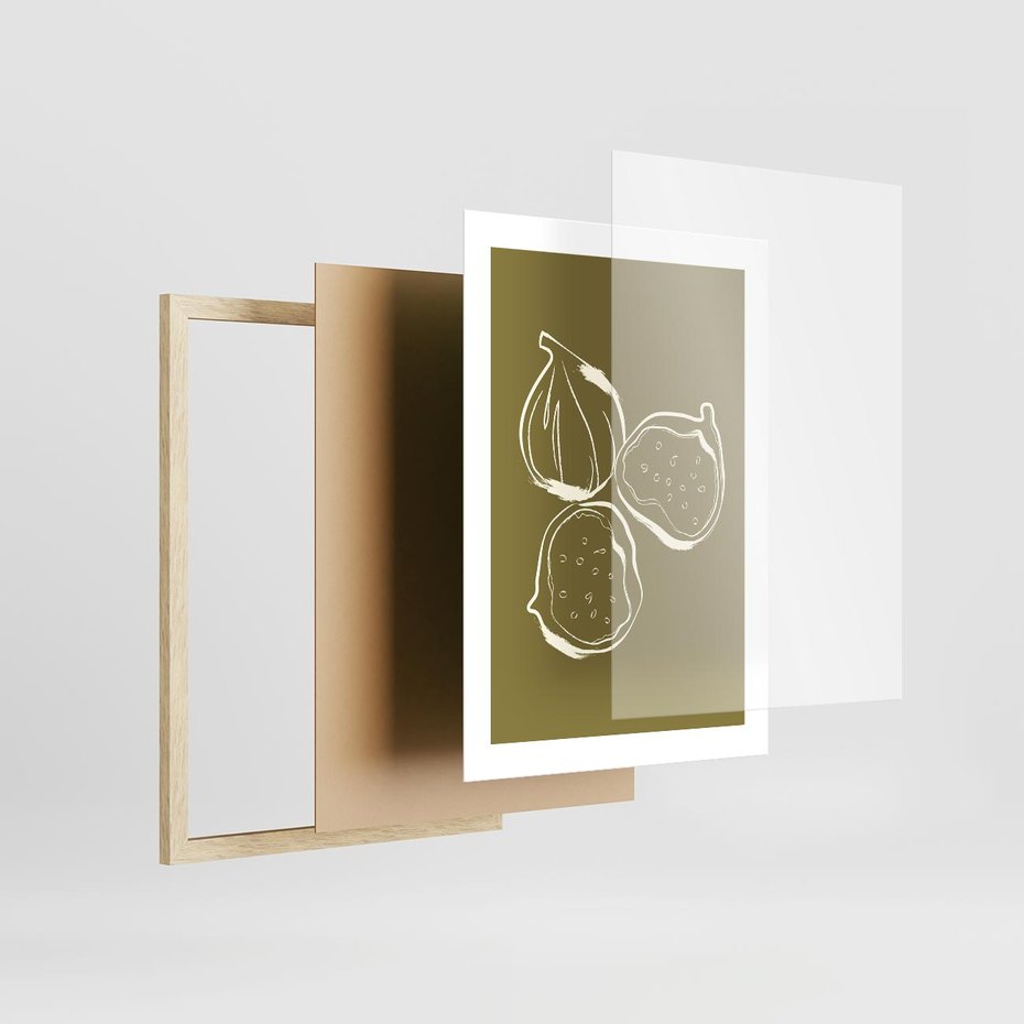 Plakat w ramie 30x40 - Podróżne Barwy - figi, minimalistyczny styl - rama drewno