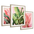 Zestaw obrazy w ramie 50x70 galeria - liście, tropikalne, bananowiec - rama drewno
