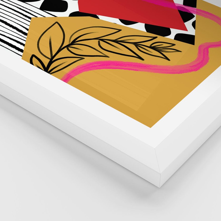 Plakat w ramie 50x70 - Wnętrza Form - abstrakcyjna kompozycja, różne tekstury - rama biała