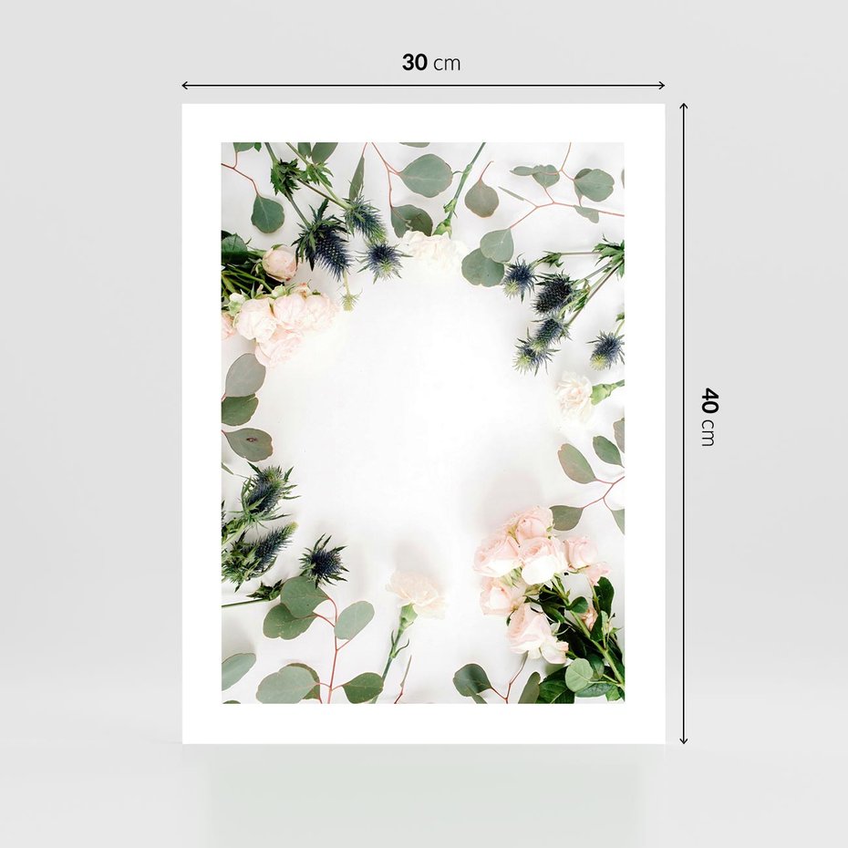 Plakat bez ramy 30x40 - Róże i Zielone Liście - kompozycja kwiatowa, róże