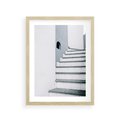 Plakat w ramie 30x40 - Schody ku Urokowi Wyspy - schody, santorini - rama drewno