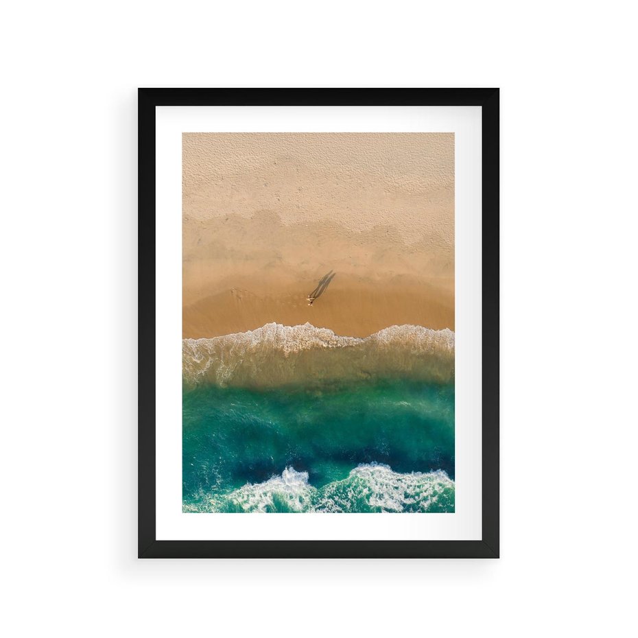 Plakat w ramie 30x40 - Nadbrzeżna Harmonia - plaża, morze - rama czarna