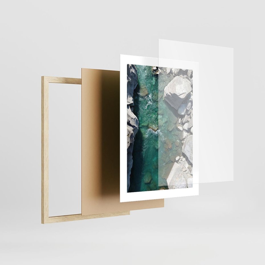 Plakat w ramie 30x40 - Spotkanie natury i siły - rzeka, skały - rama drewno