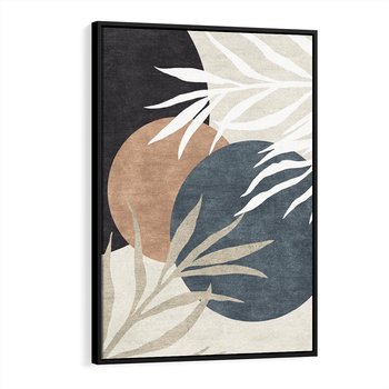 Obraz w ramie 70x100 - Symfonia skradzionych chwil - cienie liści palmy, beżowe tłó - rama czarna