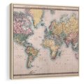 Obraz w ramie 50x50 - Światło Przeszłości - retro mapa świata, mapa - rama drewno