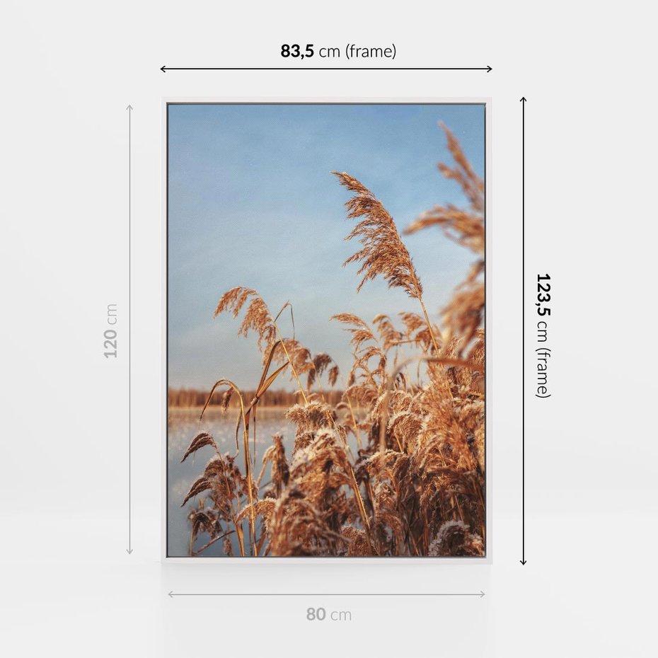 Obraz w ramie 80x120 - Wyraz Stylu - trawy, boho - rama biała