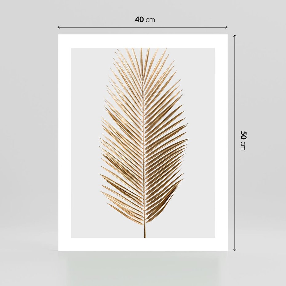 Plakat bez ramy 40x50 - Złoty blask palmowego liścia - złota, palma