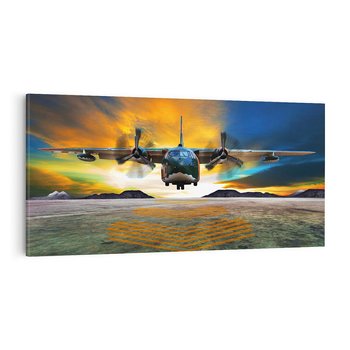 Obraz na płótnie 140x70 - Moc wojskowego transportu: Samolot na misji - samolot, wojsko