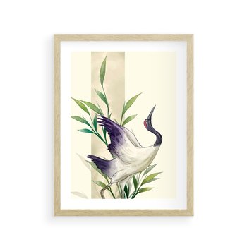 Plakat w ramie 30x40 - Migocące Ptaki - japońska sztuka, ptak - rama drewno