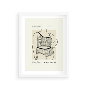 Plakat w ramie 50x70 - Spojrzenia Wewnętrznych Widoków - nowoczesna sztuka kobieca, plakat - rama biała