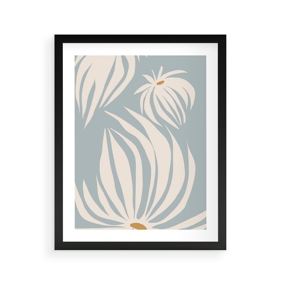 Plakat w ramie 40x50 - Kwiatowe Kształty - kwiaty, nowoczesne i minimalistyczne - rama czarna
