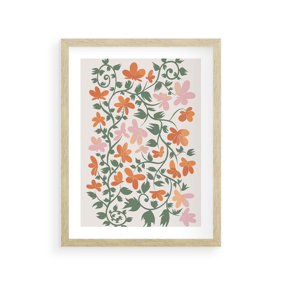 Plakat w ramie 30x40 - Kwiatowa Refleksja - kwiaty polne, plakat - rama drewno