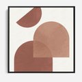 Obraz w ramie 50x50 - Harmonijne Widoki - abstrakcyjne geometryczne kształty, odcienie brązu i beżu - rama czarna