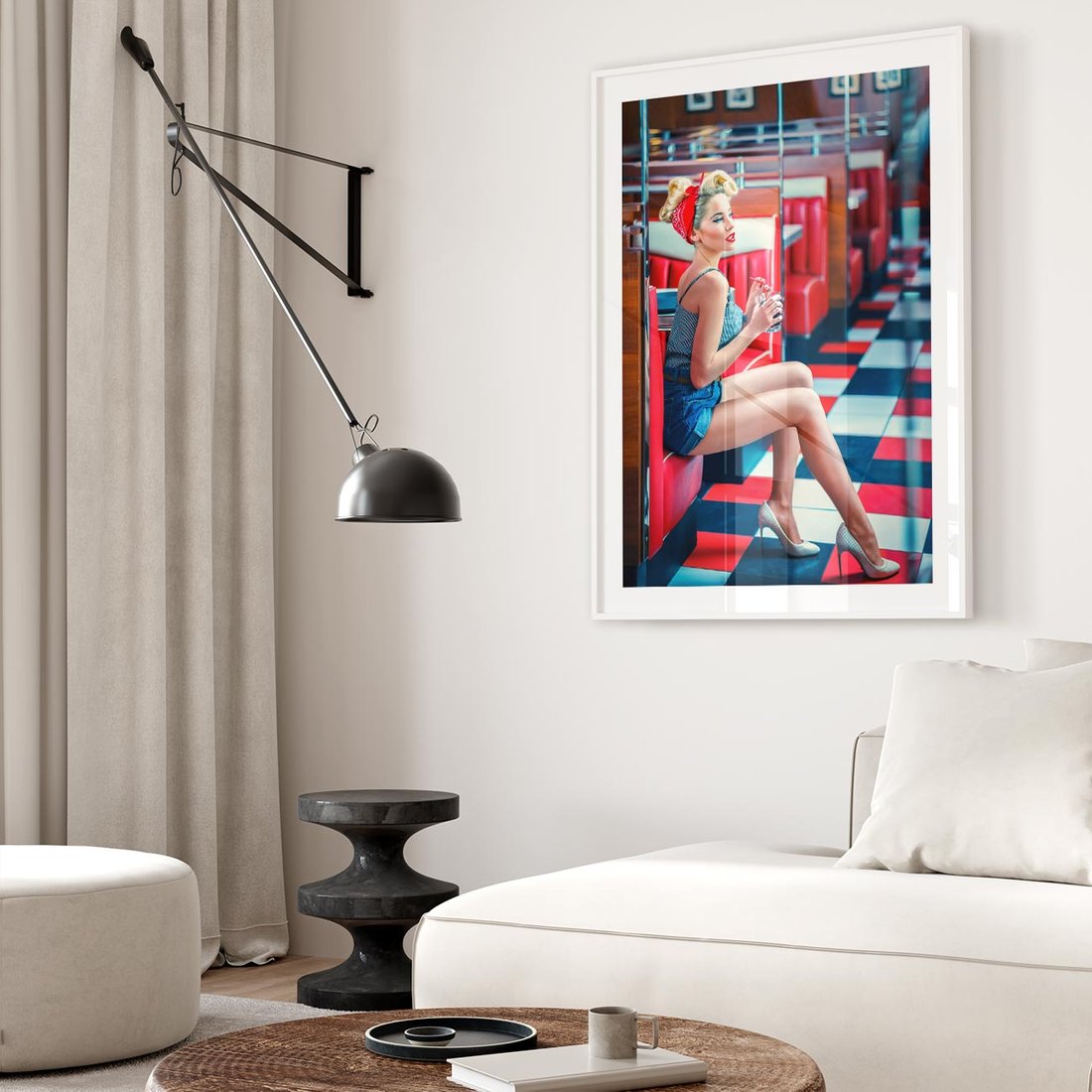 Plakat w ramie 40x50 - Stylowa Elegancja - retro, pinup - rama biała