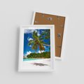 Plakat w ramie 30x40 - Oaza palm na plaży - palma, plaża - rama biała