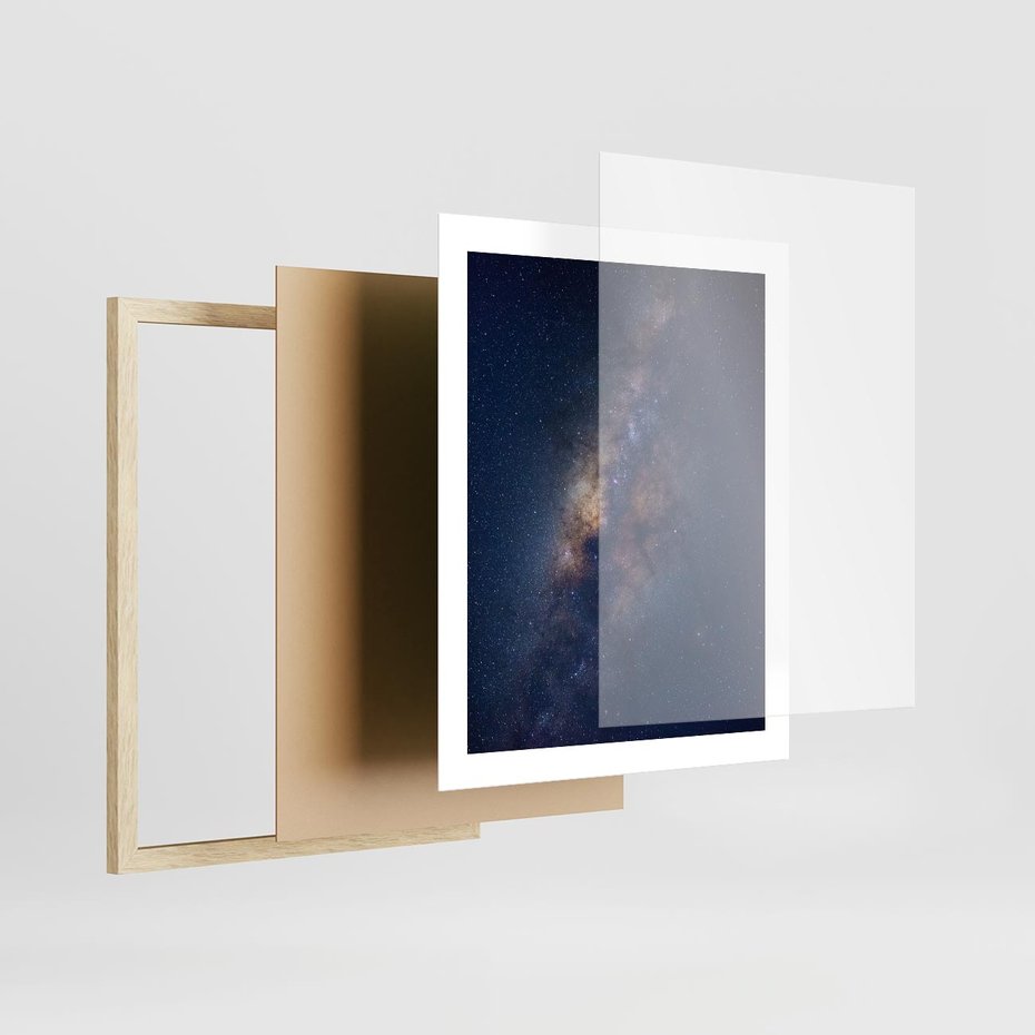 Plakat w ramie 40x50 - Wśród Gwiazd - rozgwieżdzone niebo, droga mleczna - rama drewno