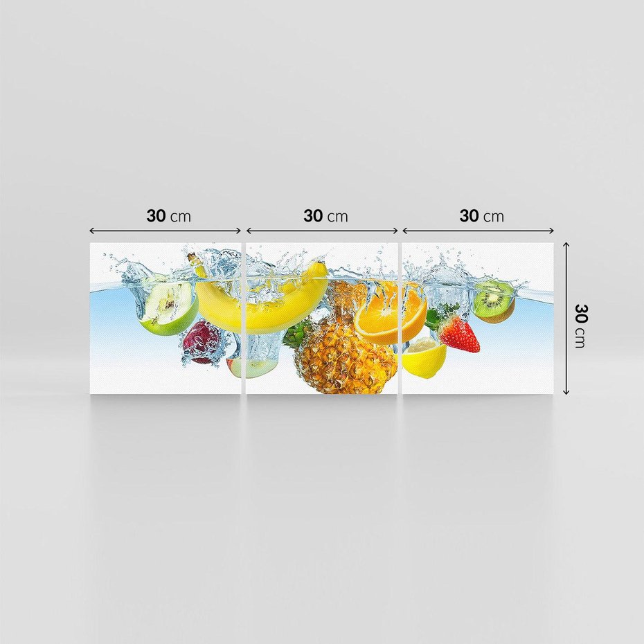 Obraz na płótnie 90x30 - Owoce w tropikalnym klimacie - owoce, woda