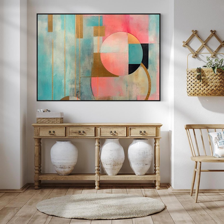 Obraz w ramie 100x70 - Abstrakcyjny Bałagan - abstrakcja, obraz olejny - rama czarna