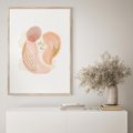 Plakat w ramie 30x40 - Impresje Przenikających Form - abstrakcyjne akwarelowe plamy, minimalizm - rama drewno