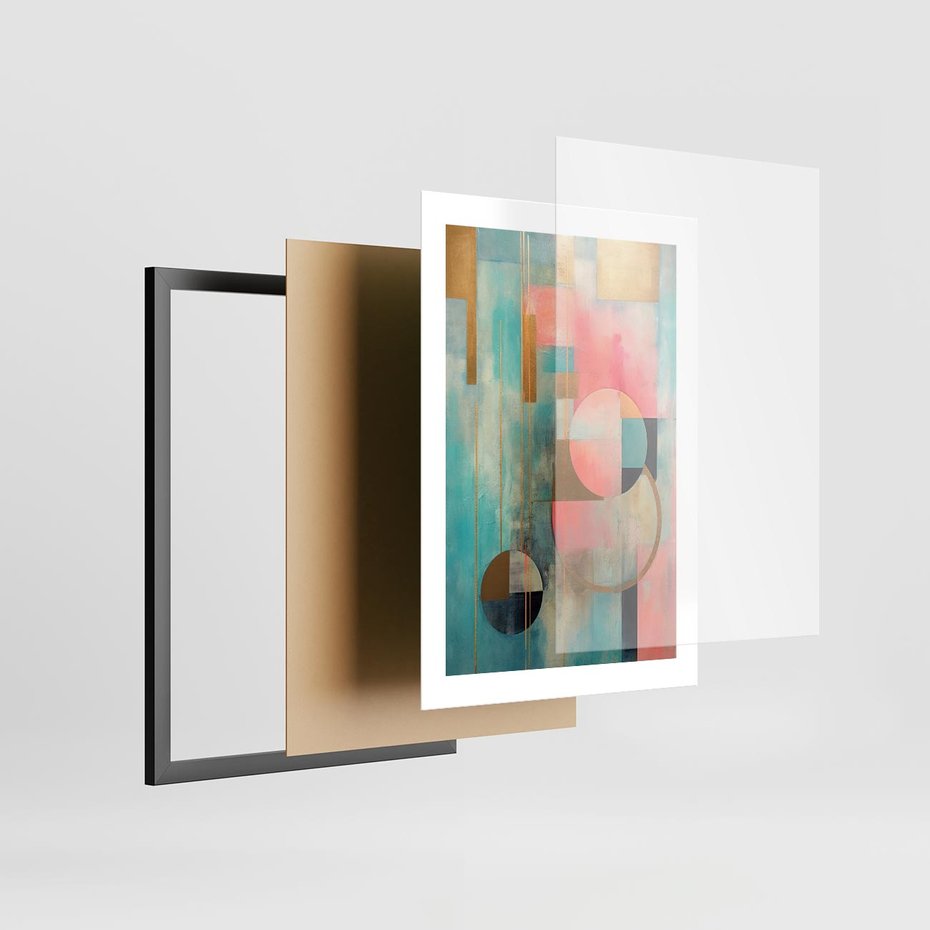 Plakat w ramie 30x40 - Abstrakcyjny Bałagan - abstrakcja, obraz olejny - rama czarna