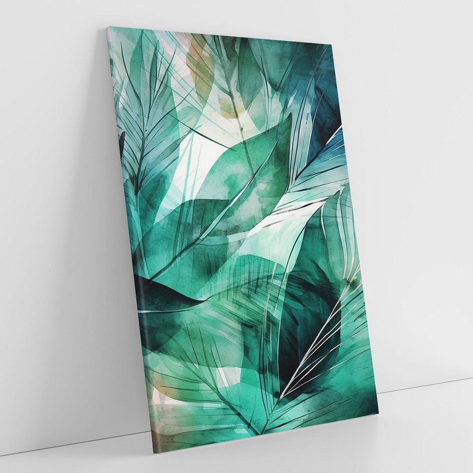 Obraz na płótnie 50x70 - Zieleń Tropików - tropikalne zielone liście palmy, monstera