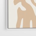 Obraz w ramie 50x50 - Eksploracja Abstrakcji - beżowa absrakcyjna kompozycja, czarny akcent - rama biała