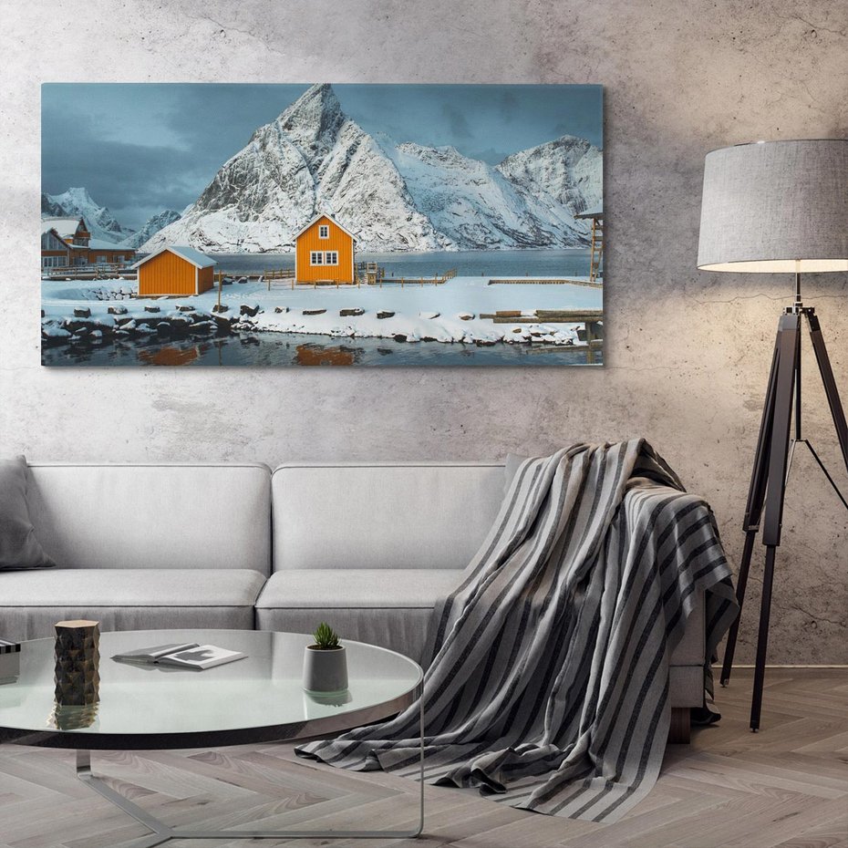 Obraz na płótnie 120x60 - Minimalizm i Urok Natury - skandynawskie, domki