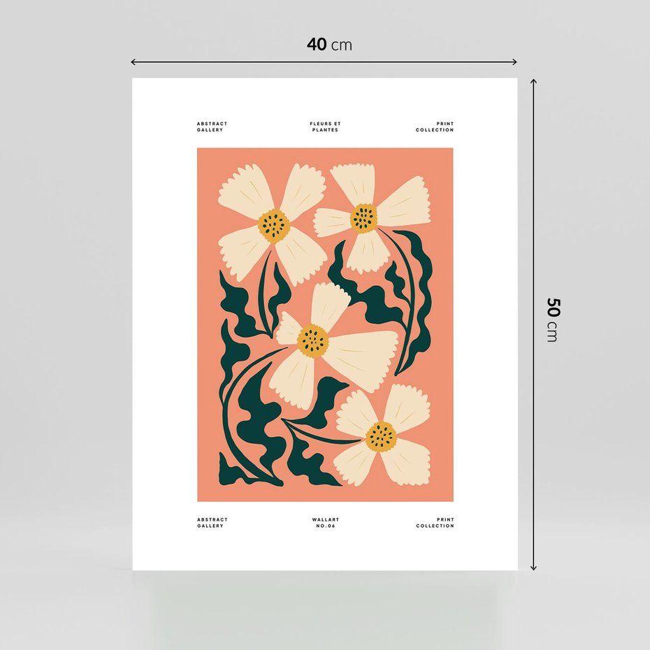 Plakat bez ramy 40x50 - Refleksje w roślinnym odbiciu - kwiatowa kompozycja, minimalizm