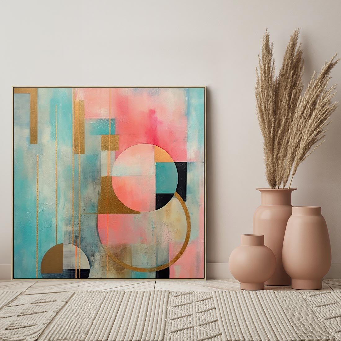 Obraz w ramie 50x50 - Abstrakcyjny Bałagan - abstrakcja, obraz olejny - rama drewno