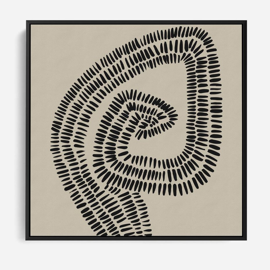 Obraz w ramie 50x50 - Nowoczesne Spektrum Wyobraźni - boho plakat, czarne kropki kreski - rama czarna