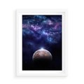 Plakat w ramie 50x70 - Kosmos - Ziemia i Księżyc - kosmos, ziemia - rama biała