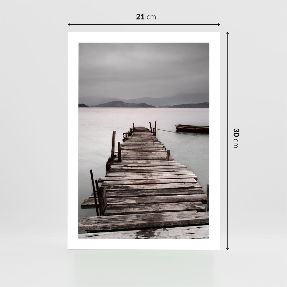 Plakat bez ramy 21x30 - Spokój nad Jeziorem - pomost, jezioro