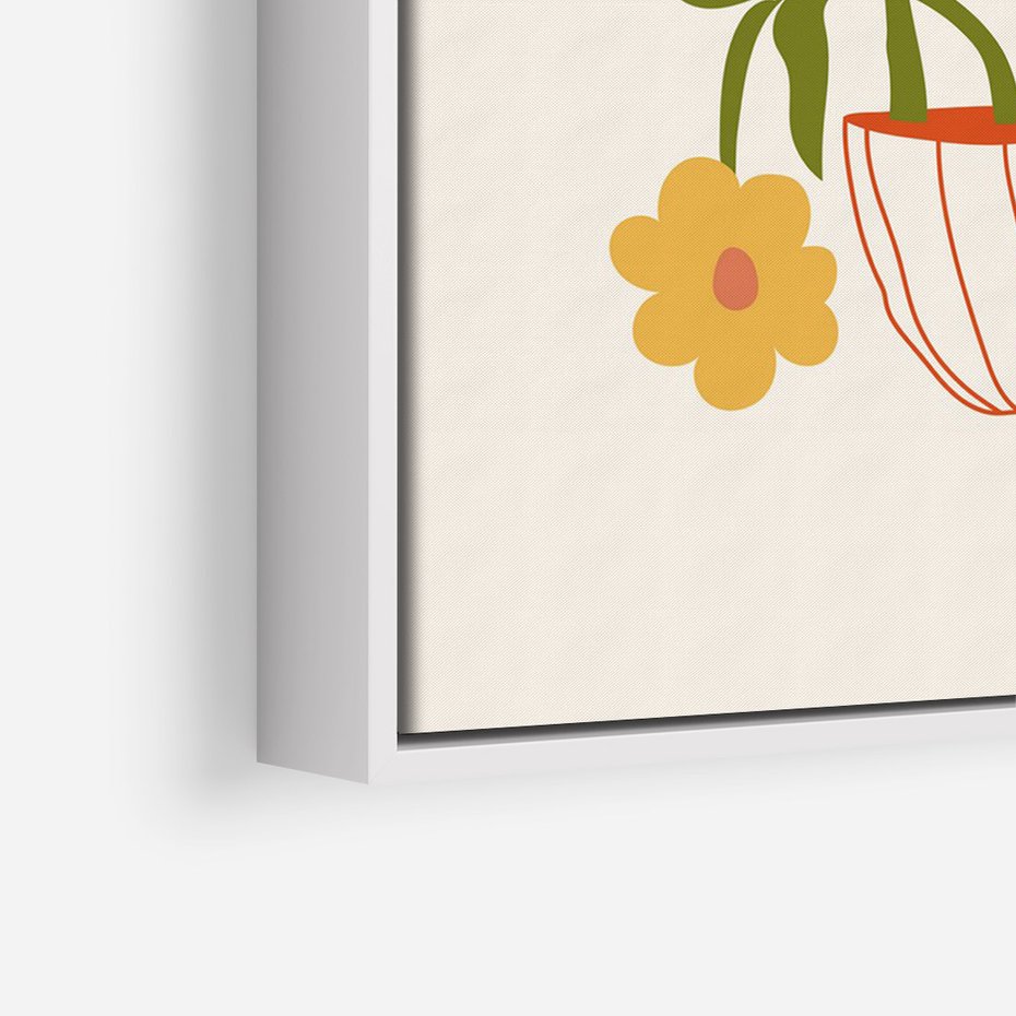 Obraz w ramie 50x70 - Kolorowe Granice - kwiaty w filizance, abstrakcja - rama biała