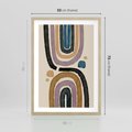 Plakat w ramie 50x70 - Taniec Przenikających Kształtów - abstrakcyjne tęcze, kompozycja - rama drewno