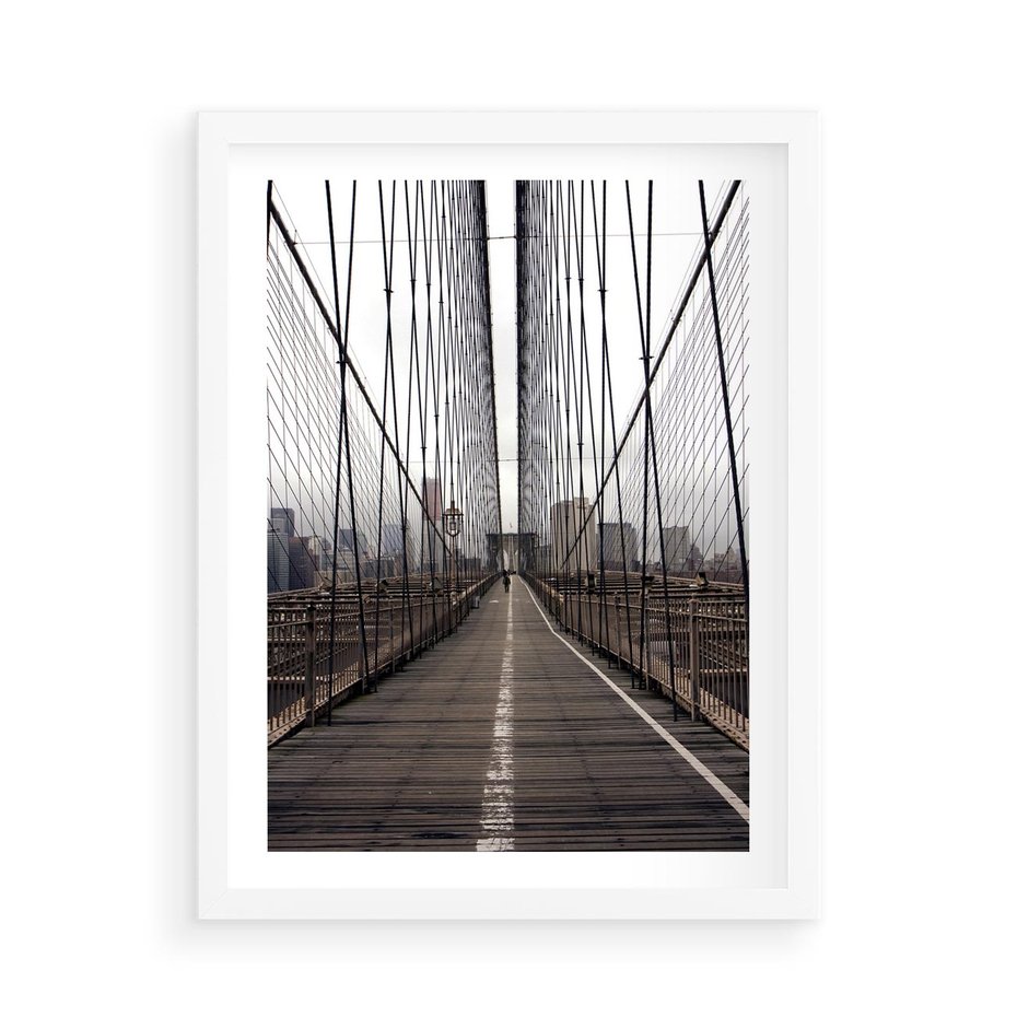 Plakat w ramie 50x70 - Nowoczesna Linia - most, nowoczesna - rama biała