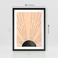 Plakat w ramie 30x40 - Migocące Kształty Promieni - boho czarne słońce, nowoczesna grafika - rama czarna