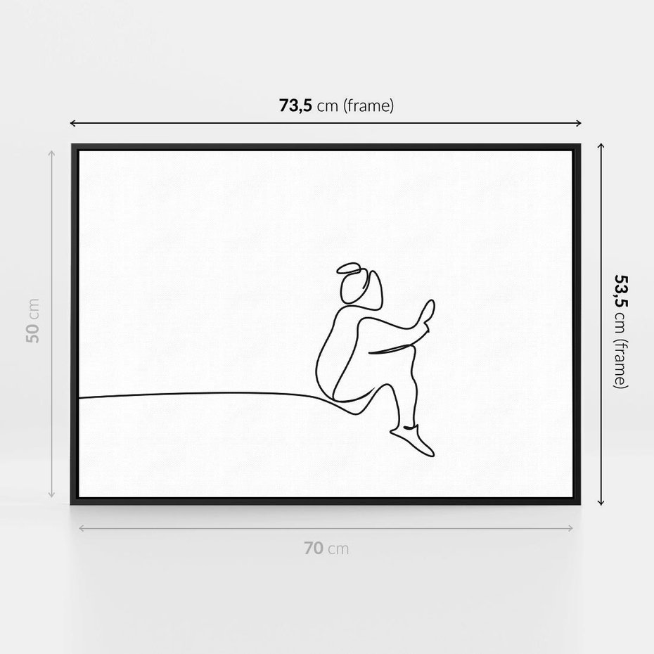 Obraz w ramie 70x50 - Linie Wewnętrznej Refleksji - line art, szkic - rama czarna