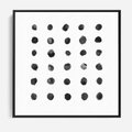 Obraz w ramie 50x50 - Boho Sztuka Wolości - minimalistyczny plakat, czarne kropki na białymtle - rama czarna