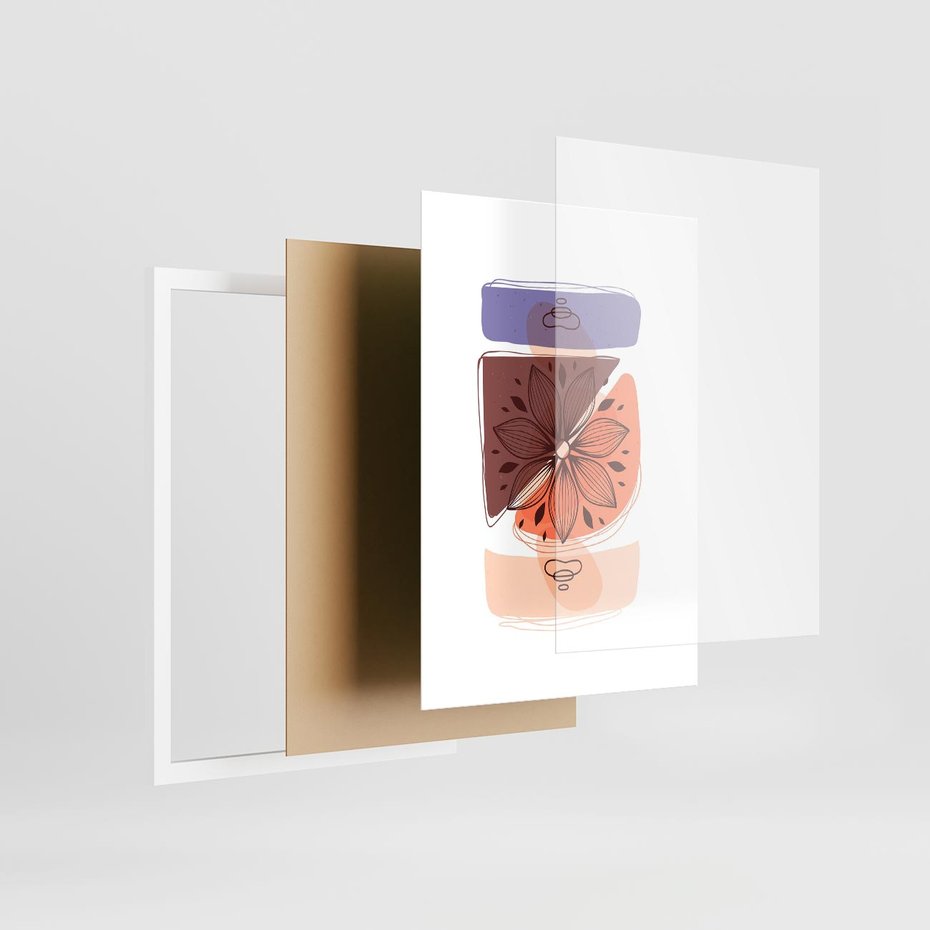 Plakat w ramie 30x40 - Kwiatowa Oaza - abstrakcyjna sztuka, plamy - rama biała