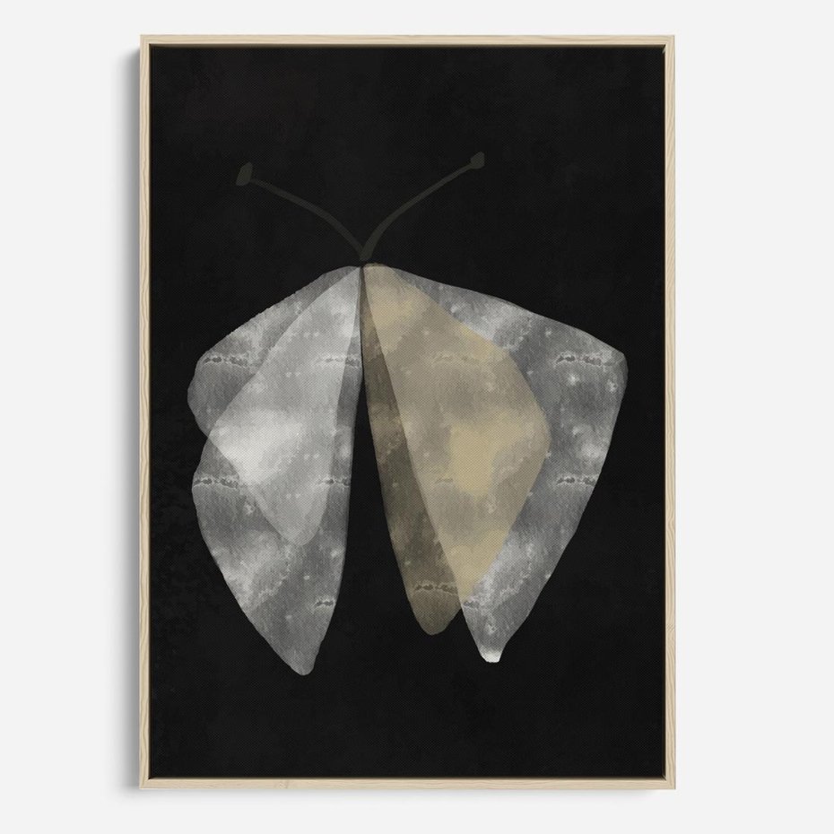 Obraz w ramie 50x70 - Obce Powidoki - abstrakcyjna ćma, mroczna atmosfera - rama drewno