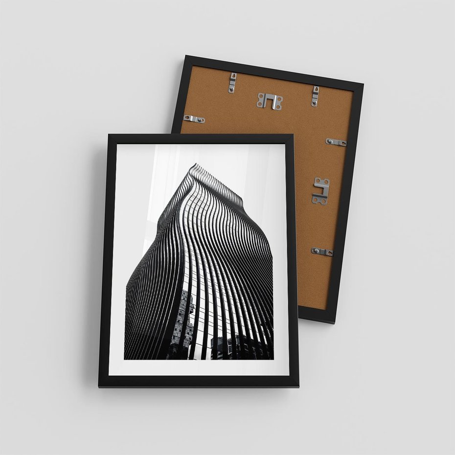 Plakat w ramie 30x40 - Falowany Wieżowiec na Fotografii - architektura, falowany wieżowiec - rama czarna