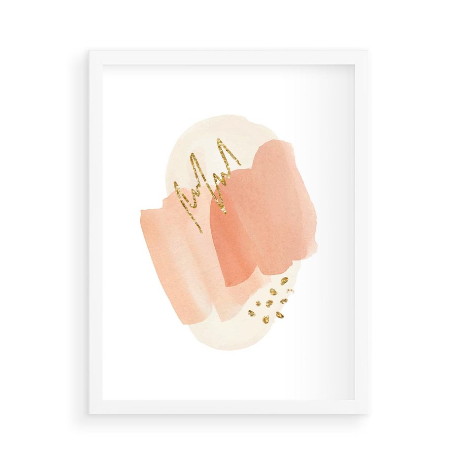 Plakat w ramie 50x70 - Rozbijające Plamy - abstrakcyjne akwarelowe plamy, minimalizm - rama biała