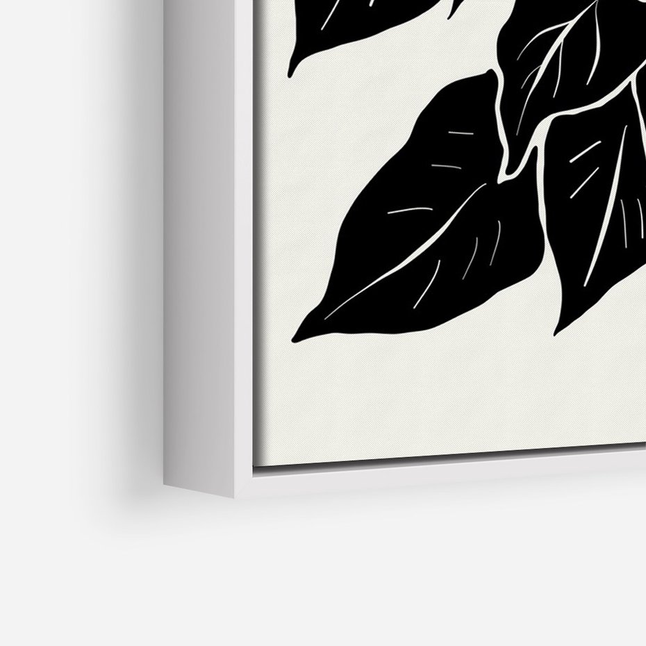 Obraz w ramie 80x120 - Ruchome szkicowe odbicia - czarno biała grafika, roślinność - rama biała